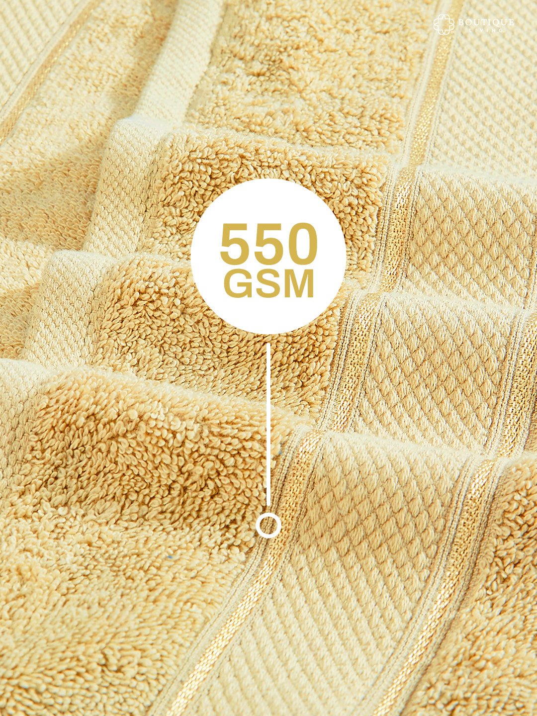 100% Cotton 550 GSM Light Yellow Hand Towels, Luxe Loom Collection (Pack of 2)