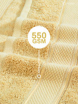 100% Cotton 550 GSM Light Yellow Hand Towels, Luxe Loom Collection (Pack of 2)