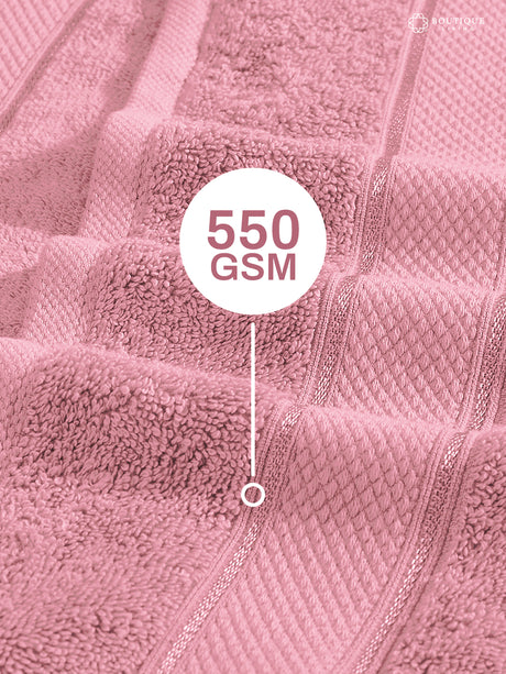 100% Cotton 550 GSM Light Pink Hand Towels, Luxe Loom Collection (Pack of 2)