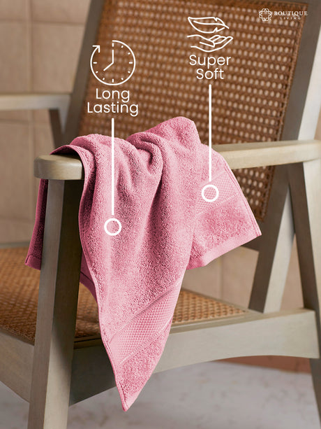 100% Cotton 550 GSM Light Pink Hand Towels, Luxe Loom Collection (Pack of 2)