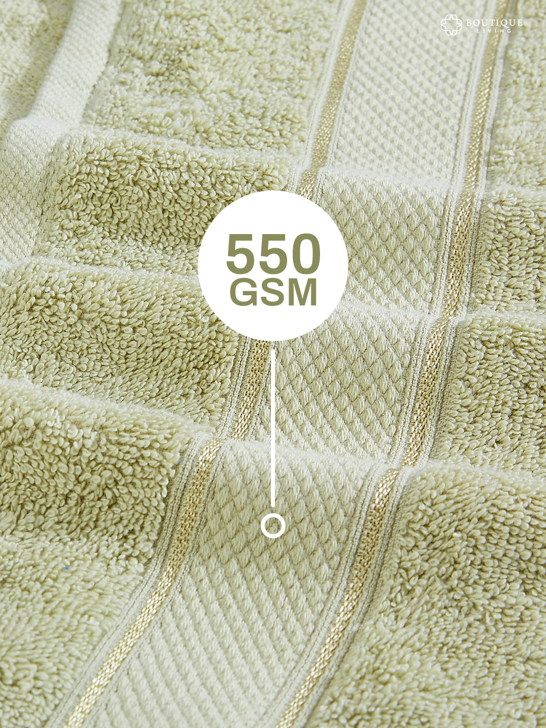 100% Cotton 550 GSM Green Hand Towels, Luxe Loom Collection (Pack of 2)