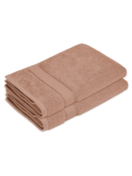 100% Cotton 550 GSM Brown Hand Towels, Luxe Loom Collection (Pack of 2)