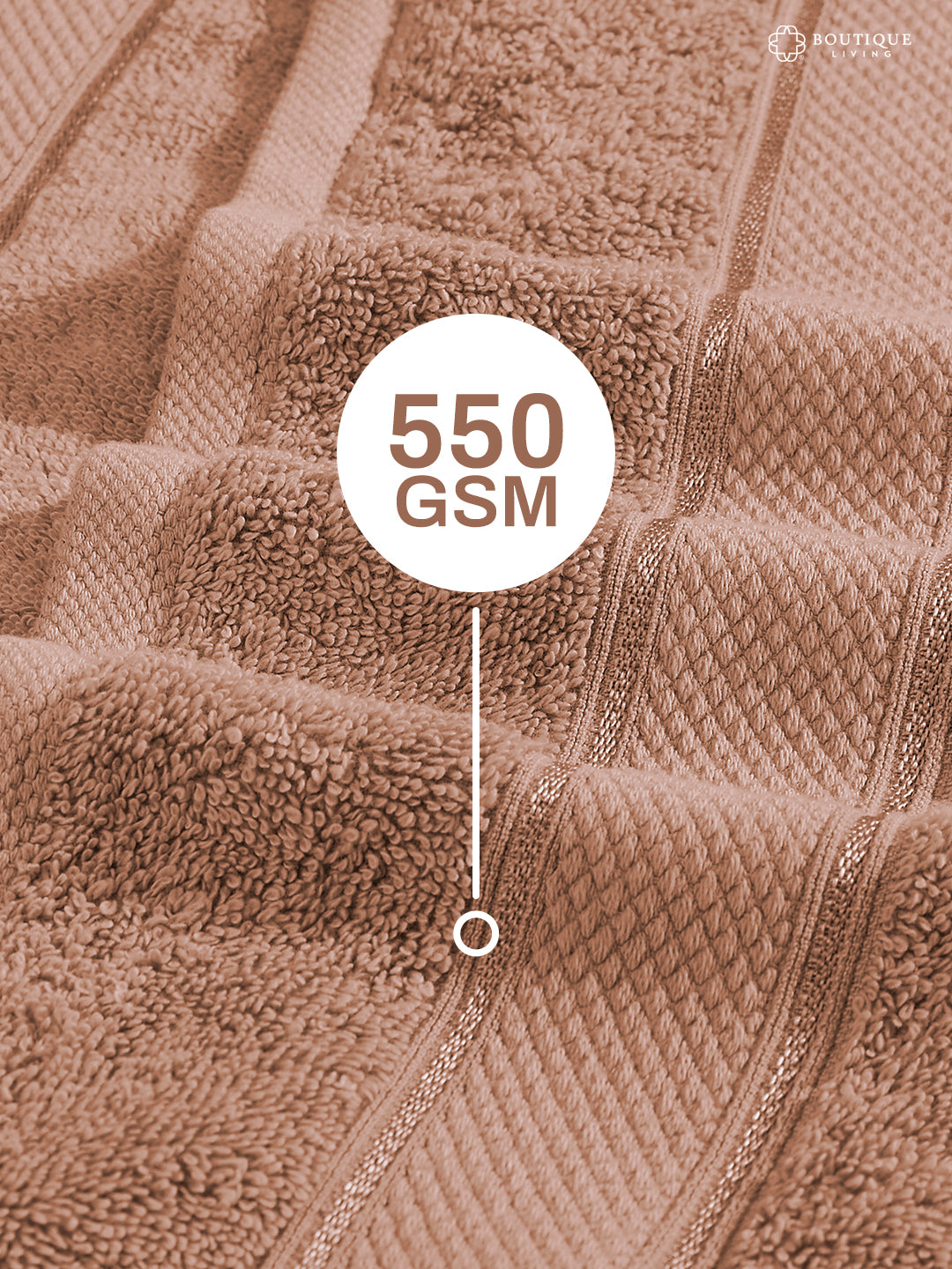 100% Cotton 550 GSM Brown Hand Towels, Luxe Loom Collection (Pack of 2)