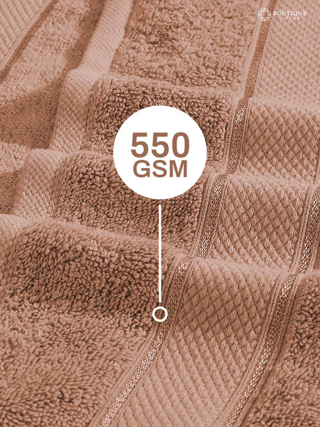 100% Cotton 550 GSM Brown Hand Towels, Luxe Loom Collection (Pack of 2)