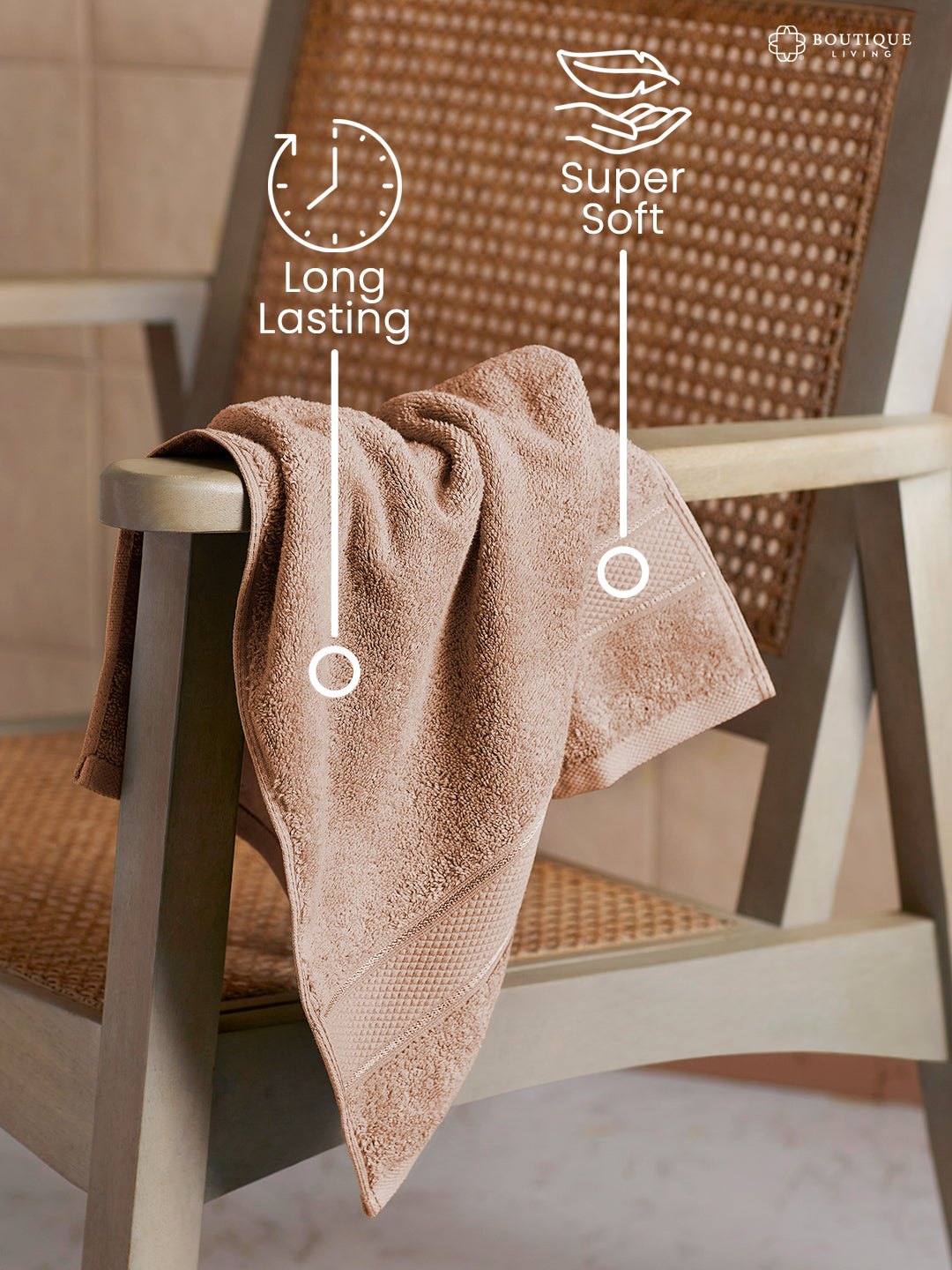 100% Cotton 550 GSM Brown Hand Towels, Luxe Loom Collection (Pack of 2)