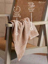 100% Cotton 550 GSM Brown Hand Towels, Luxe Loom Collection (Pack of 2)