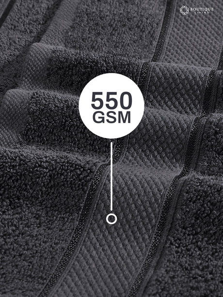 100% Cotton 550 GSM Grey Hand Towels, Luxe Loom Collection (Pack of 2)