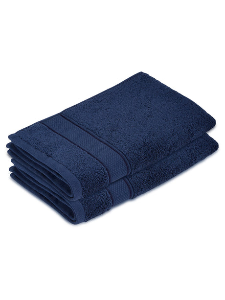 100% Cotton 550 GSM Blue Hand Towels, Luxe Loom Collection (Pack of 2)