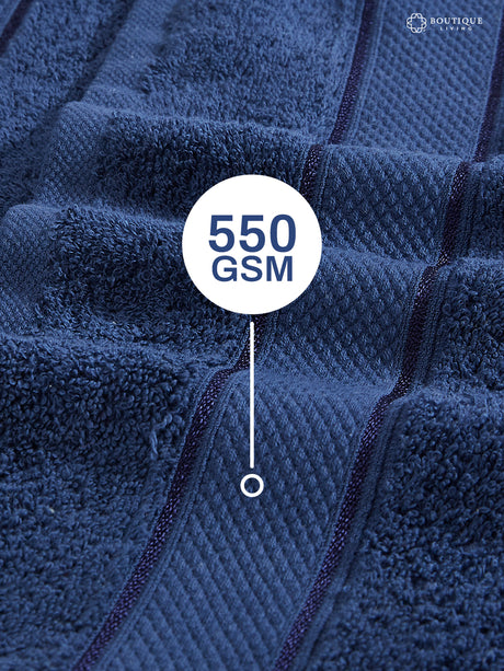 100% Cotton 550 GSM Blue Hand Towels, Luxe Loom Collection (Pack of 2)