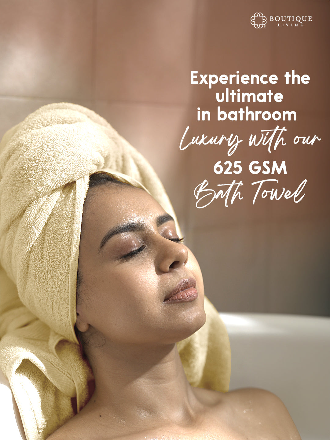 Platinum Pulse 100% Cotton 625 GSM Bath Towel - Beige
