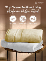Platinum Pulse 100% Cotton 625 GSM Bath Towel - Beige