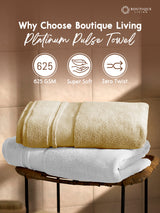 Platinum Pulse 100% Cotton 625 GSM Bath Towel - Brazilian Sand (Brown) (Pack of 1)