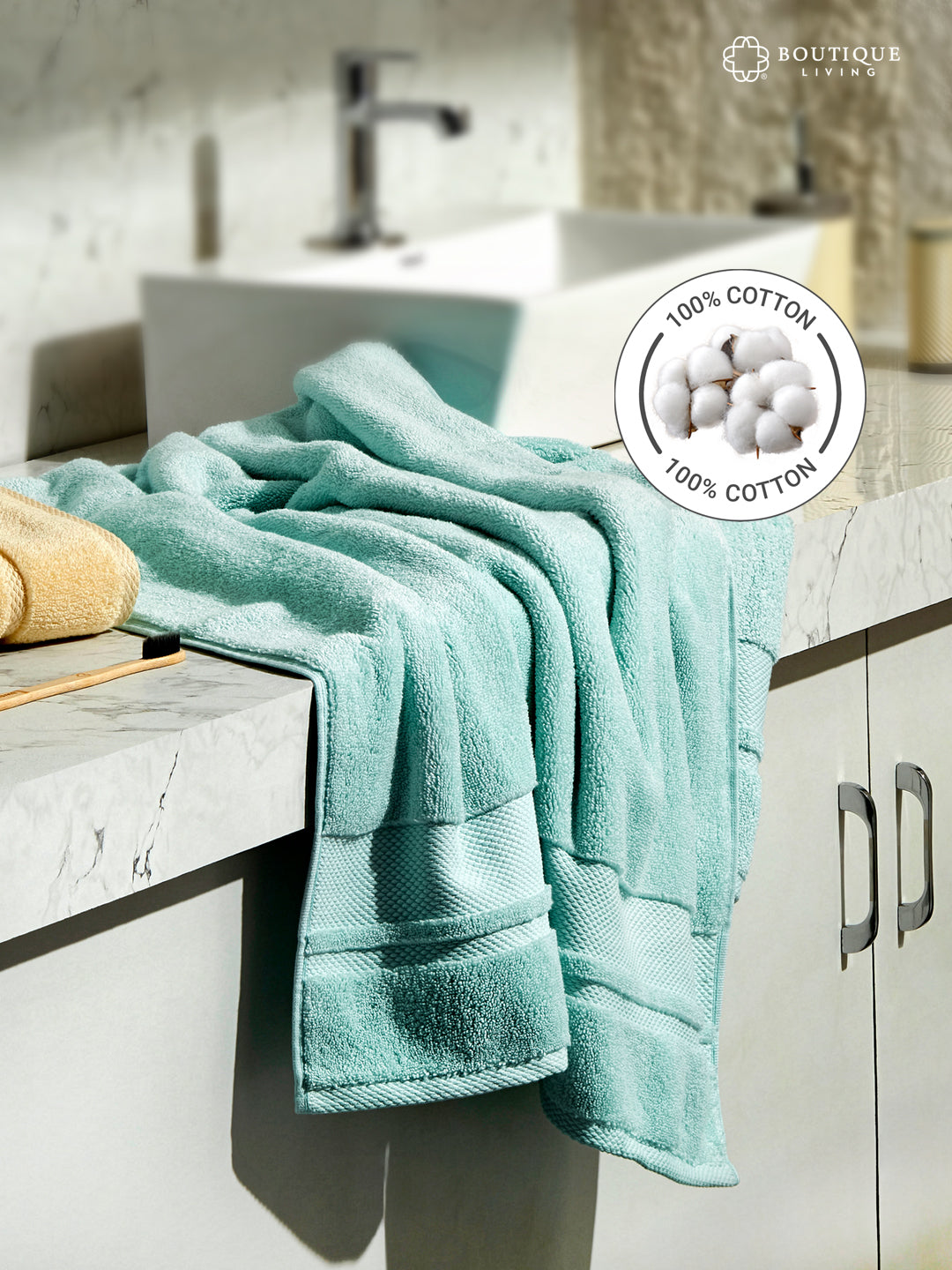 Platinum Pulse 100% Cotton 625 GSM Bath Towel - Sky Light (Blue) (Pack of 1)