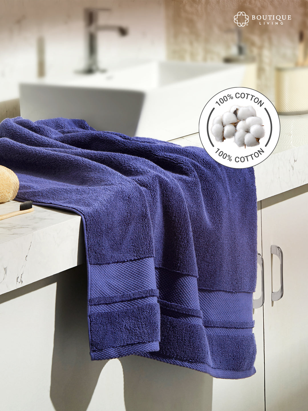 Platinum Pulse 100% Cotton 625 GSM Bath Towel - Navy Blue (Pack of 1)