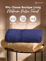 Platinum Pulse 100% Cotton 625 GSM Bath Towel - Navy Blue (Pack of 1)