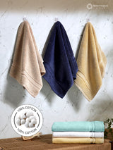 Platinum Pulse 100% Cotton 625 GSM Navy Blue Hand Towels (Pack of 2) - Zero Twisted Technology