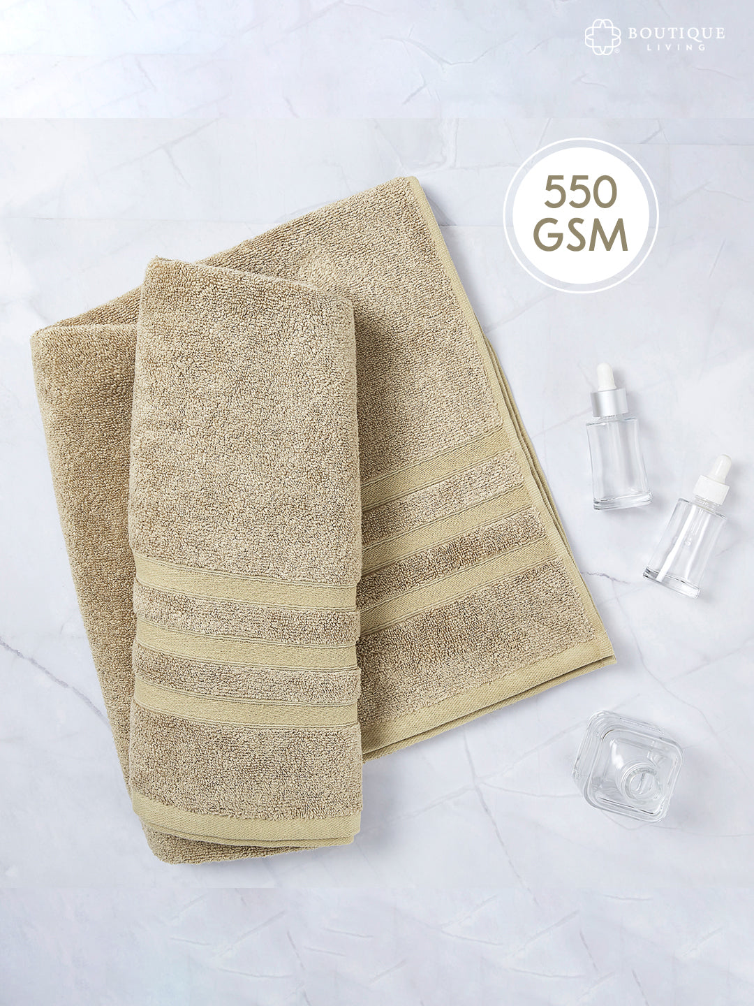 Zen Living Cotton Bamboo 550 GSM Bath Towel - Safari (Beige) (Pack of 1)