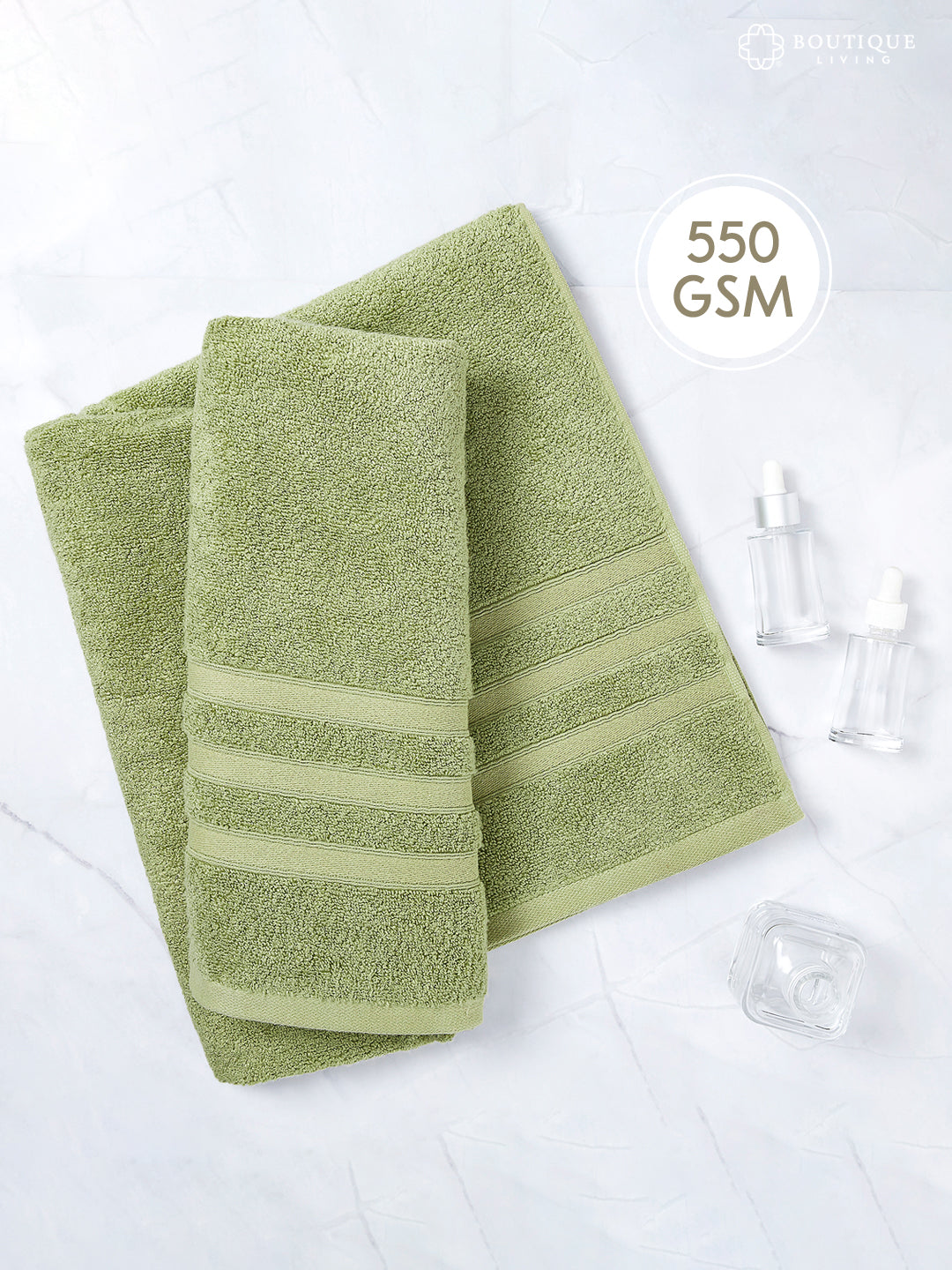Zen Living Cotton Bamboo 550 GSM Bath Towel - Green (Pack of 1)