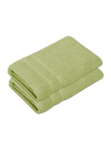 Zen Living Cotton Bamboo 550 GSM Green Hand Towels (Pack of 2) - Zero Twisted Technology