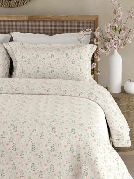Cottage Garden 100% Cotton 300 TC King Bedsheet with 2 Pillow Covers - Multicolor Floral