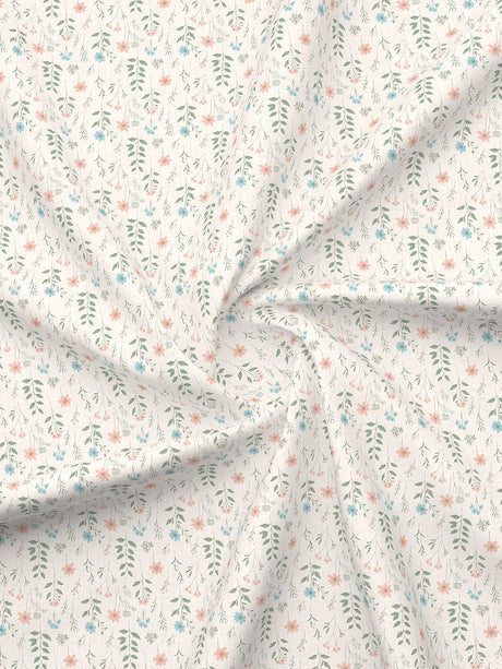 100% Cotton 300 TC King Bedsheet with 2 Pillow Covers - Multicolor Floral, Cottage Garden