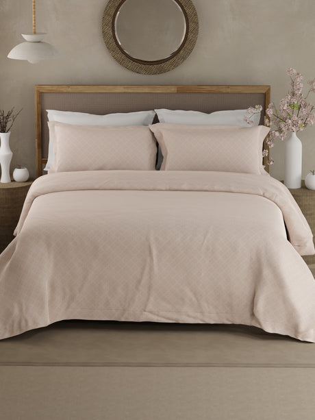 100% Cotton 300 TC King Bedsheet with 2 Pillow Covers - White Printed, Cottage Garden