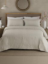 100% Cotton 300 TC King Bedsheet with 2 Pillow Covers - Grey Printed, Cottage Garden