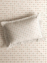 100% Cotton 300 TC King Bedsheet with 2 Pillow Covers - White Geometrical Print, Cottage Garden