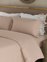 Cottage Garden 100% Cotton 300 TC King Bedsheet with 2 Pillow Covers - White Geometrical Print