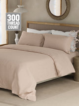 Cottage Garden 100% Cotton 300 TC King Bedsheet with 2 Pillow Covers - White Geometrical Print