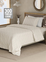 Cottage Garden 100% Cotton 300 TC Single Bedsheet with 1 Pillow Cover - Multicolor Geometrical Print
