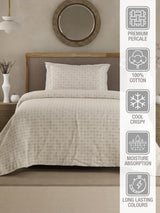 Cottage Garden 100% Cotton 300 TC Single Bedsheet with 1 Pillow Cover - Multicolor Geometrical Print