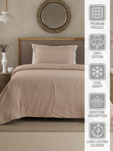 Cottage Garden 100% Cotton 300 TC Single Bedsheet with 1 Pillow Cover - White Geometrical Print