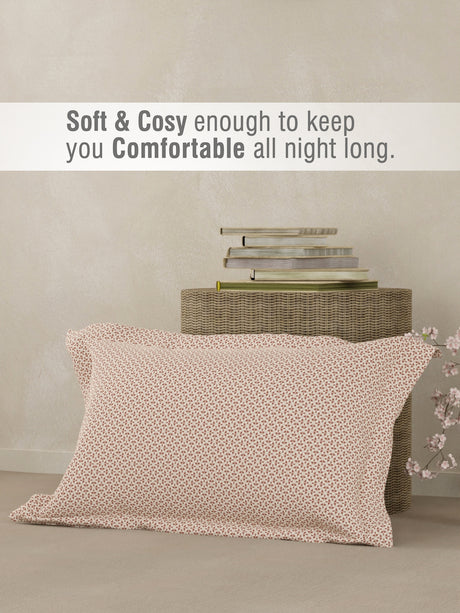 Cottage Garden 100% Cotton 300 TC Single Bedsheet with 1 Pillow Cover - White Geometrical Print