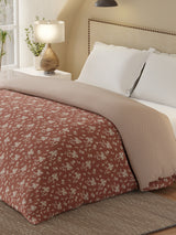 Cottage Garden 100% Cotton 300 TC Brown & White Printed Double Reversible Comforter - Pack of 1 (108 L x 90 W inches)