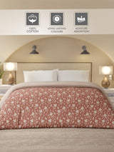 Cottage Garden 100% Cotton 300 TC Brown & White Printed Double Reversible Comforter - Pack of 1 (108 L x 90 W inches)