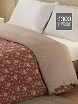 Cottage Garden 100% Cotton 300 TC Brown & White Printed Double Reversible Comforter - Pack of 1 (108 L x 90 W inches)