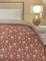 Cottage Garden 100% Cotton 300 TC Brown & White Printed Double Reversible Comforter - Pack of 1 (108 L x 90 W inches)