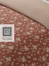 Cottage Garden 100% Cotton 300 TC Brown & White Printed Double Reversible Comforter - Pack of 1 (108 L x 90 W inches)