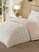 Cottage Garden 100% Cotton 300 TC Grey Printed Single Reversible Comforter - Pack of 1 (88 L x 60 W inches)