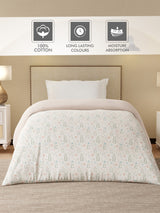 Cottage Garden 100% Cotton 300 TC Grey Printed Single Reversible Comforter - Pack of 1 (88 L x 60 W inches)