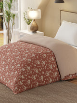 Cottage Garden 100% Cotton 300 TC Brown & White Printed Single Reversible Comforter - Pack of 1 (88 L x 60 W inches)