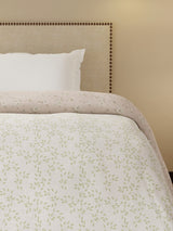Cottage Garden 100% Cotton 300 TC Green & Beige Printed Single Reversible Comforter - Pack of 1 (88 L x 60 W inches)