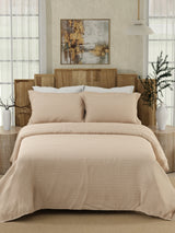 Gardenia Augusta 100% Cotton 300 TC Beige Digitally Printed Super King Bedsheet with 2 Pillow Covers