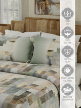 Gardenia Augusta 100% Cotton 300 TC Grey Digitally Printed King Bedsheet with 2 Pillow Covers