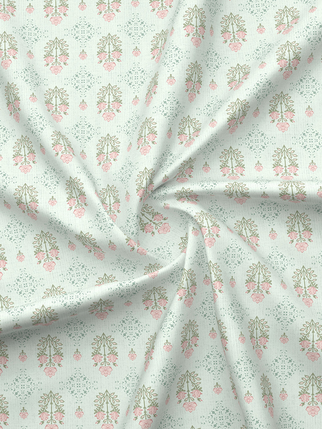 Indo Musk 100% Kasturi Cotton 200 TC Grey & Pink Floral King Bedsheet with 2 Pillow Covers