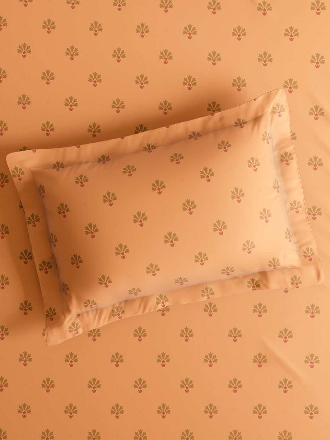 100% Kasturi Cotton King Bedsheet Set, 200 TC Yellow Ethnic Print, Indo Musk