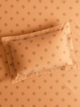 100% Kasturi Cotton King Bedsheet Set, 200 TC Yellow Ethnic Print, Indo Musk