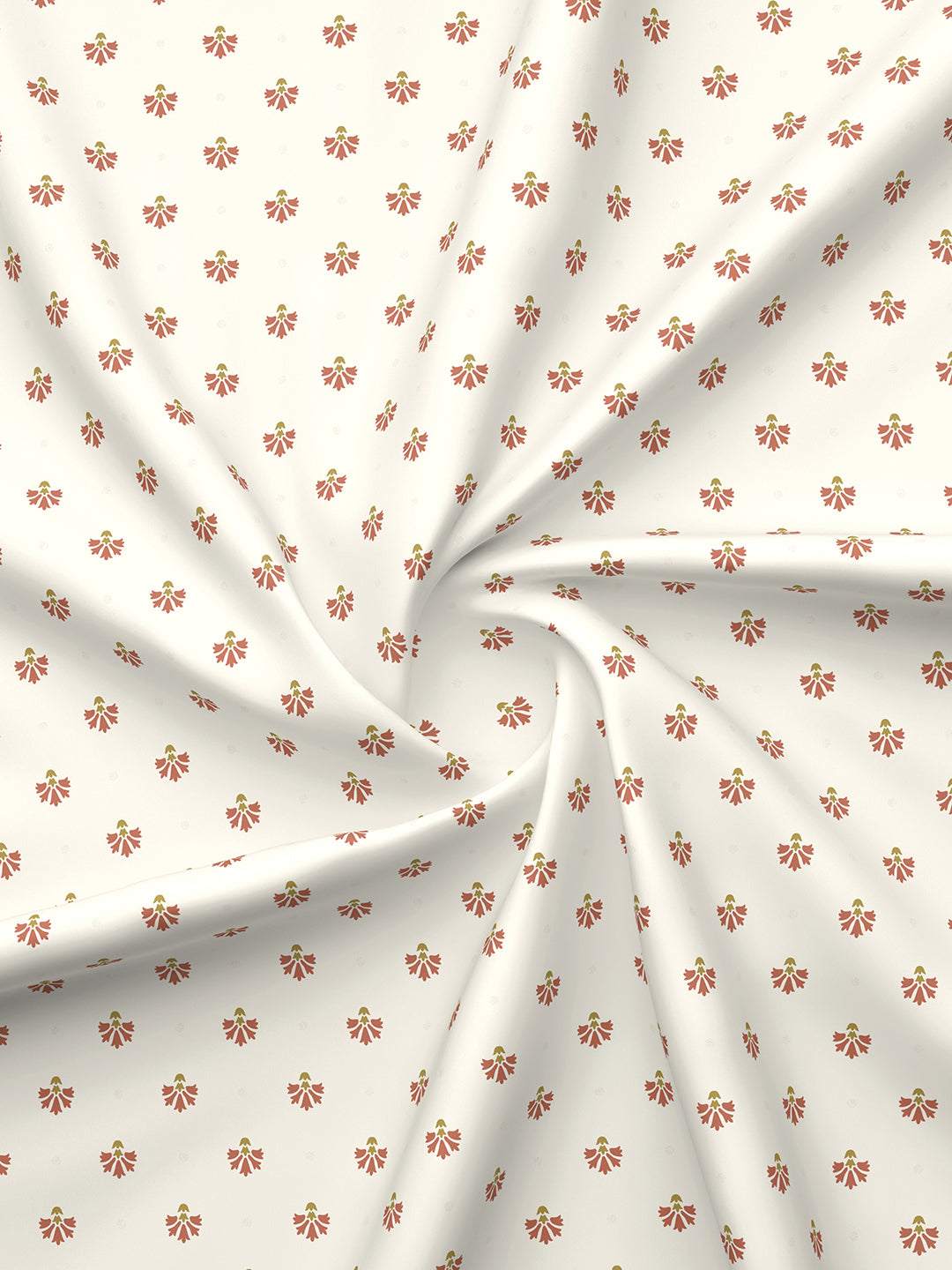 Indo Musk 100% Kasturi Cotton 200 TC White & Red Ethnic Print King Bedsheet with 2 Pillow Covers