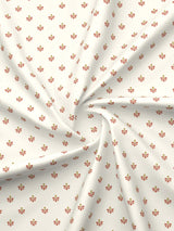 Indo Musk 100% Kasturi Cotton 200 TC White & Red Ethnic Print King Bedsheet with 2 Pillow Covers